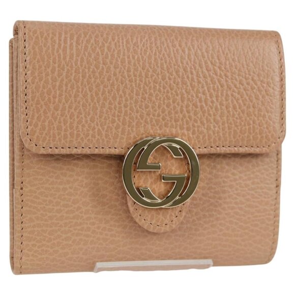 GUCCI Interlocking Wallet Leather Outlet Pink Beige 615525 Auth SW815M - Picture 1 of 16